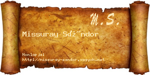Missuray Sándor névjegykártya